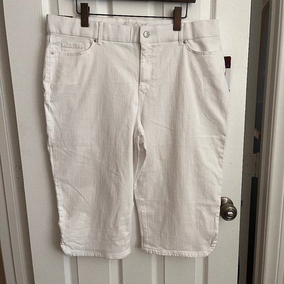 Gloria Vanderbilt White Stretch Skimmer Capri Pants 18 - Picture 1 of 13